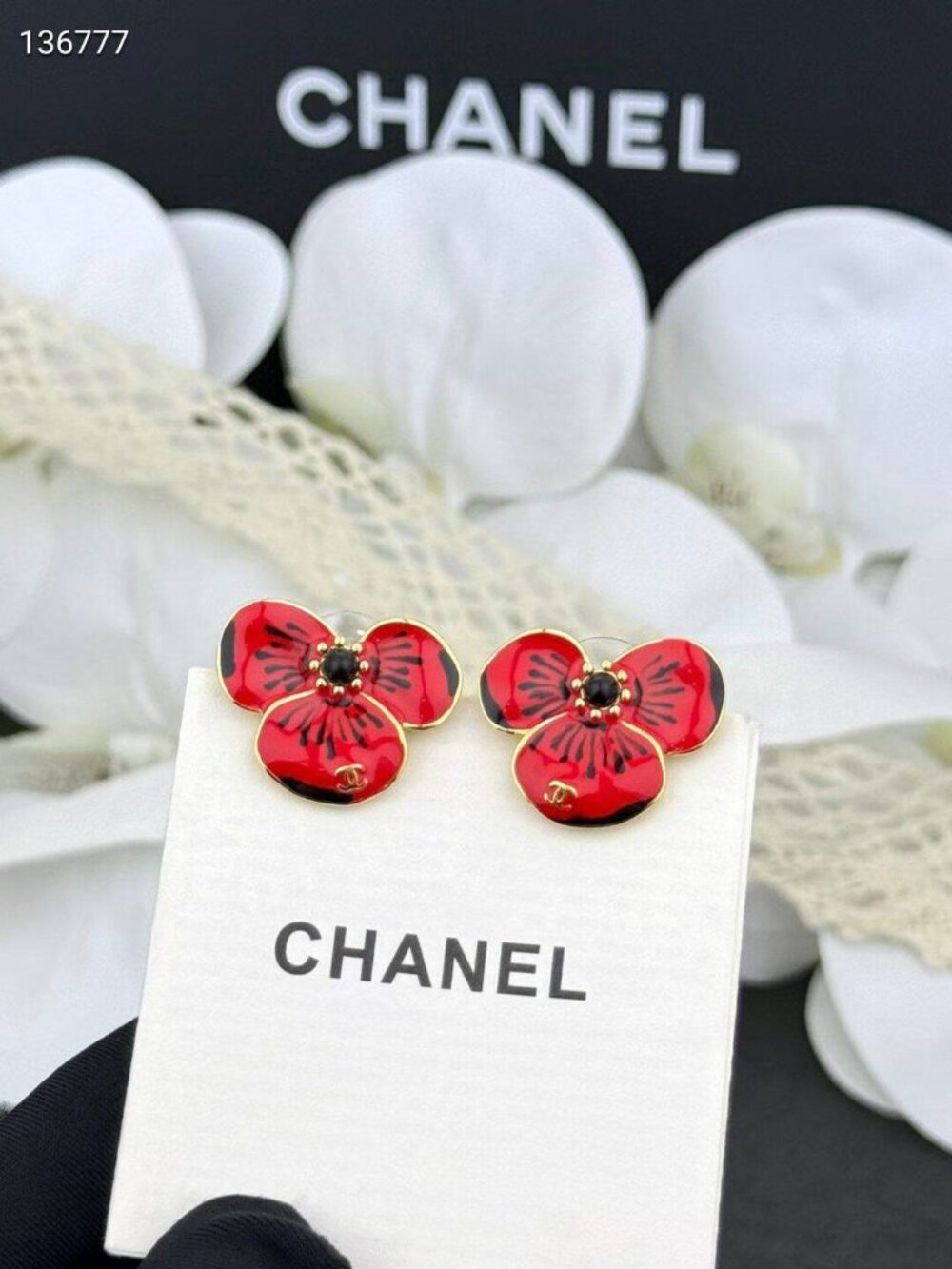 Chanel Red Earrings
